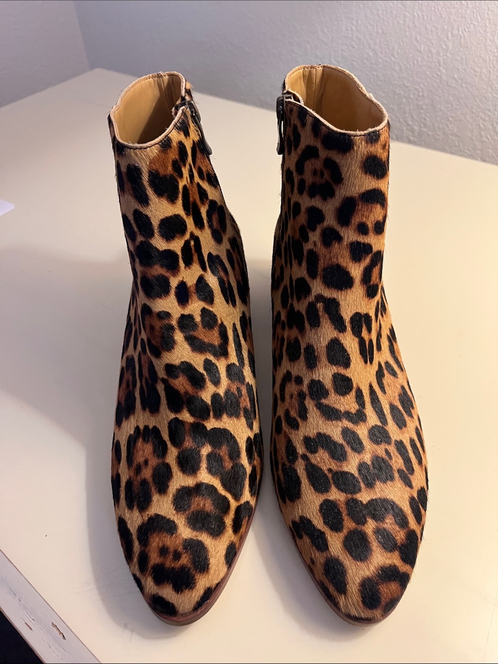 J. Crew Leopard-Print Ankle Booties in Tan and Black